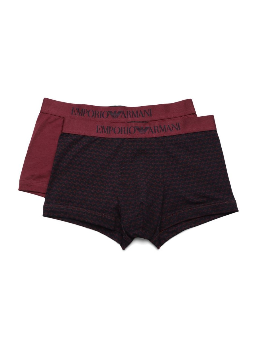 Uomo EMPORIO ARMANI | Il Set Comprende Due Paia Di Parigamba In Cotone Stretch Bordeaux