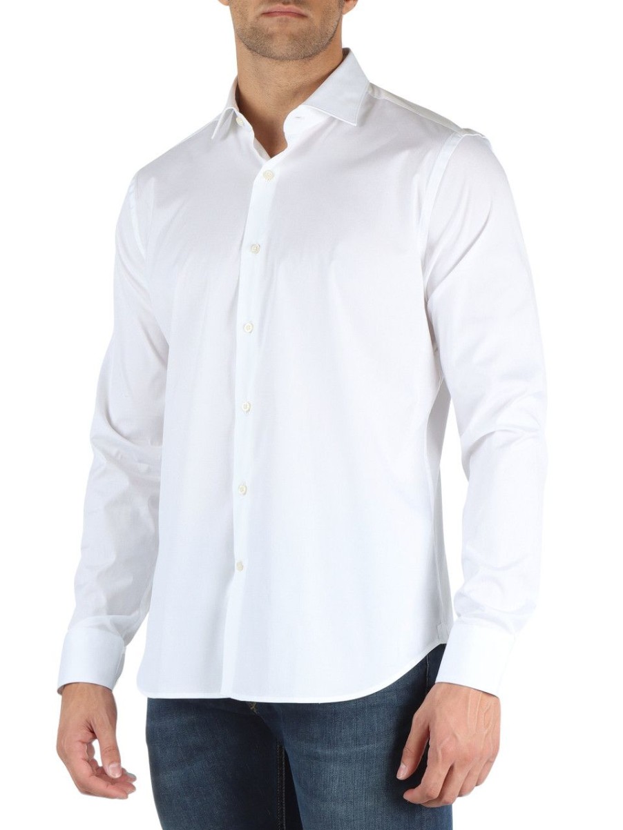 Uomo GHIRARDELLI | Camicia In Cotone Stretch Bianco