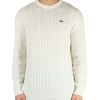 Uomo LACOSTE | Maglia Girocollo Classic Fit A Trecce In Lana Panna