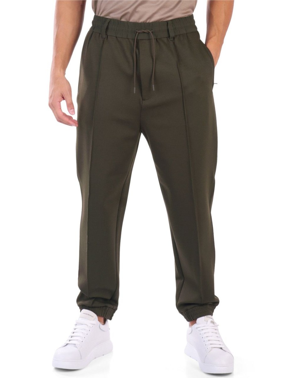 Uomo EMPORIO ARMANI | Pantalone Jogger In Misto Lana Travel Essential Verde Scuro