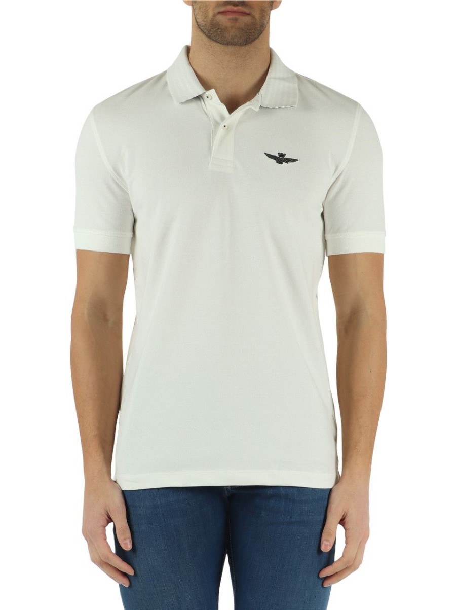 Uomo AERONAUTICA MILITARE | Polo In Cotone Piquet Stretch Bianco