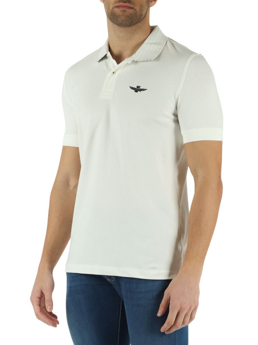 Uomo AERONAUTICA MILITARE | Polo In Cotone Piquet Stretch Bianco