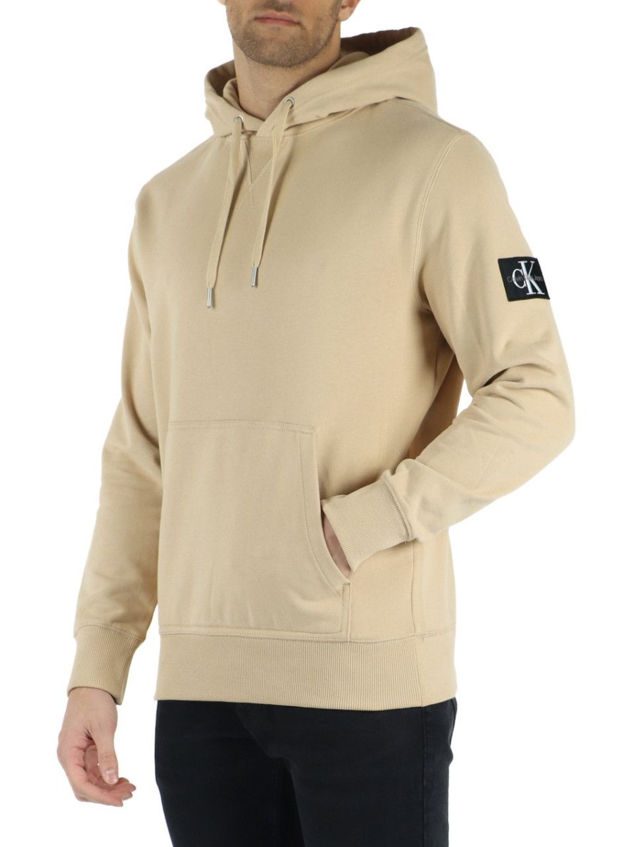 Uomo CALVIN KLEIN JEANS | Felpa In Cotone Con Cappuccio E Patch Logo Beige