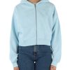 Donna CALVIN KLEIN JEANS | Felpa In Misto Cotone Con Zip E Cappuccio Celeste