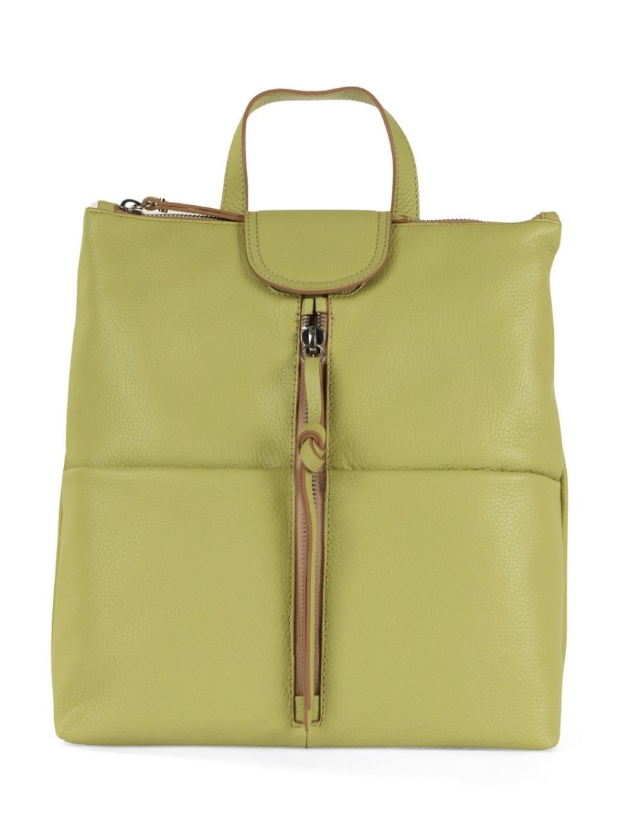 Donna GIANNI CHIARINI | Zaino In Pelle Grana Dollaro Giada Verde Chiaro