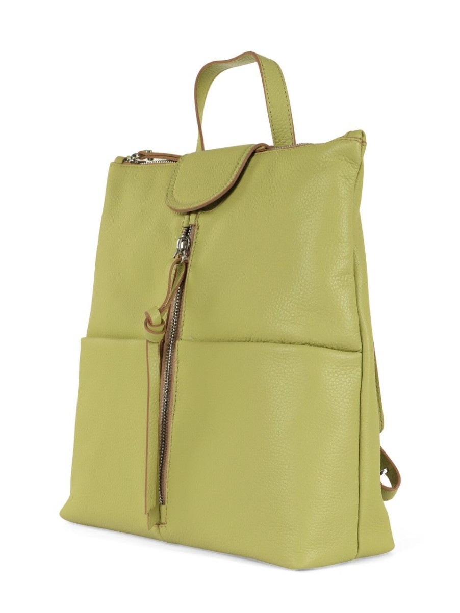 Donna GIANNI CHIARINI | Zaino In Pelle Grana Dollaro Giada Verde Chiaro