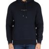 Uomo TOMMY HILFIGER | Felpa In Misto Cotone Con Cappuccio E Scritta Logo Blu Scuro