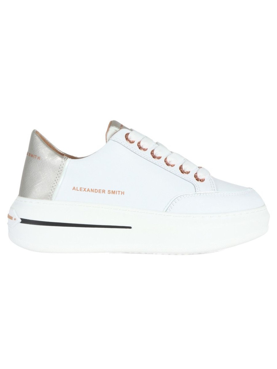 Donna ALEXANDER SMITH | Sneakers In Pelle Lancaster Con Scritta Logo Bianco