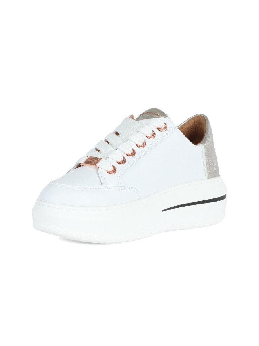 Donna ALEXANDER SMITH | Sneakers In Pelle Lancaster Con Scritta Logo Bianco