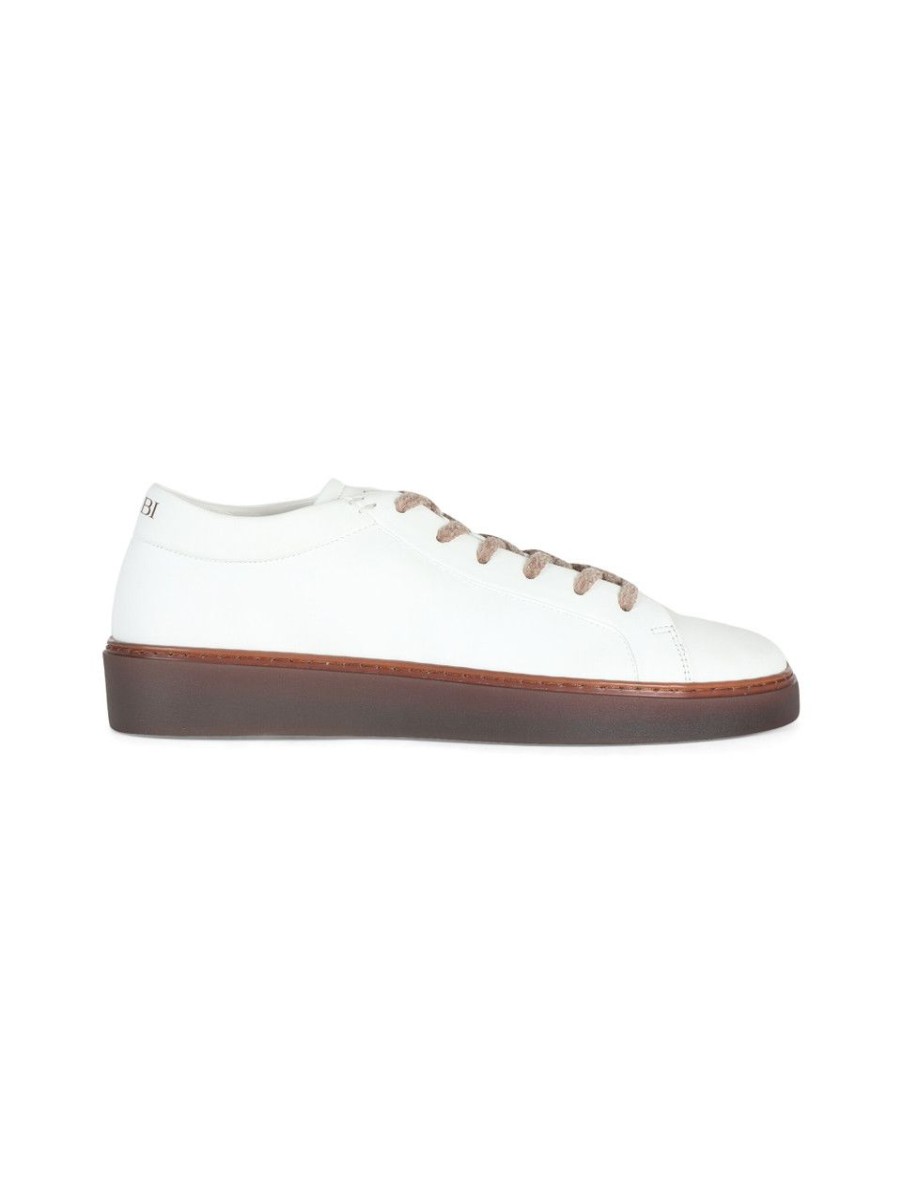 Uomo FABI | Sneakers In Pelle Con Scritta Logo Posteriore Bianco