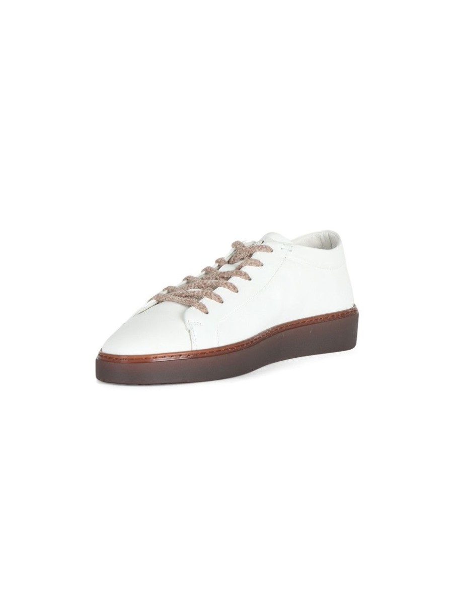 Uomo FABI | Sneakers In Pelle Con Scritta Logo Posteriore Bianco