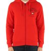 Uomo TOMMY HILFIGER | Felpa Con Zip E Cappuccio In Cotone Garzato Rosso