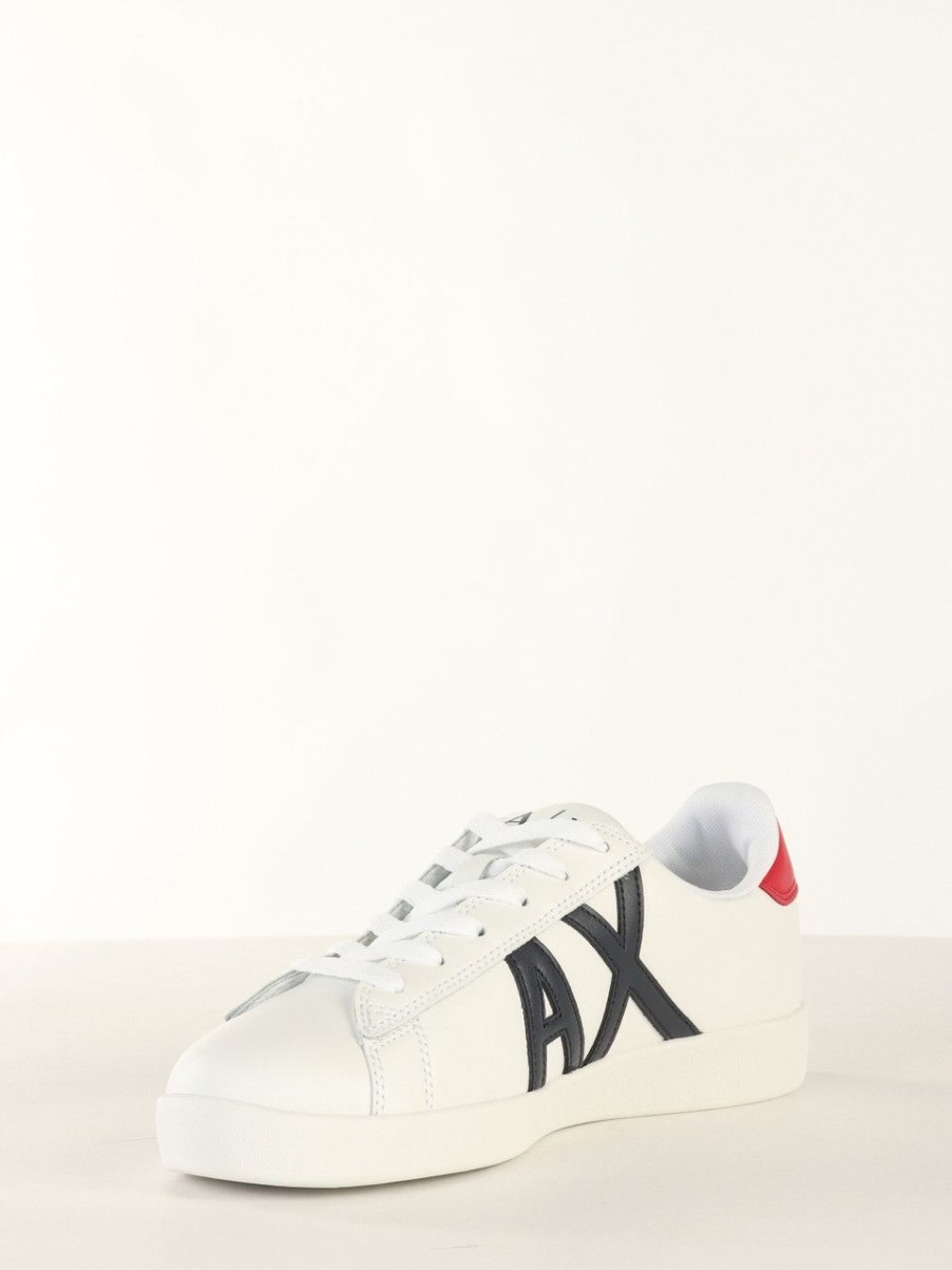 Uomo ARMANI EXCHANGE | Sneakers In Pelle E Tessuto Con Patch Logo Bianco