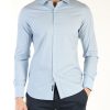 Uomo REPLAY | Camicia In Cotone Stretch Slim Fit Celeste