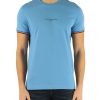 Uomo TOMMY HILFIGER | T-Shirt Slim Fit In Cotone Con Scritta Logo Azzurro