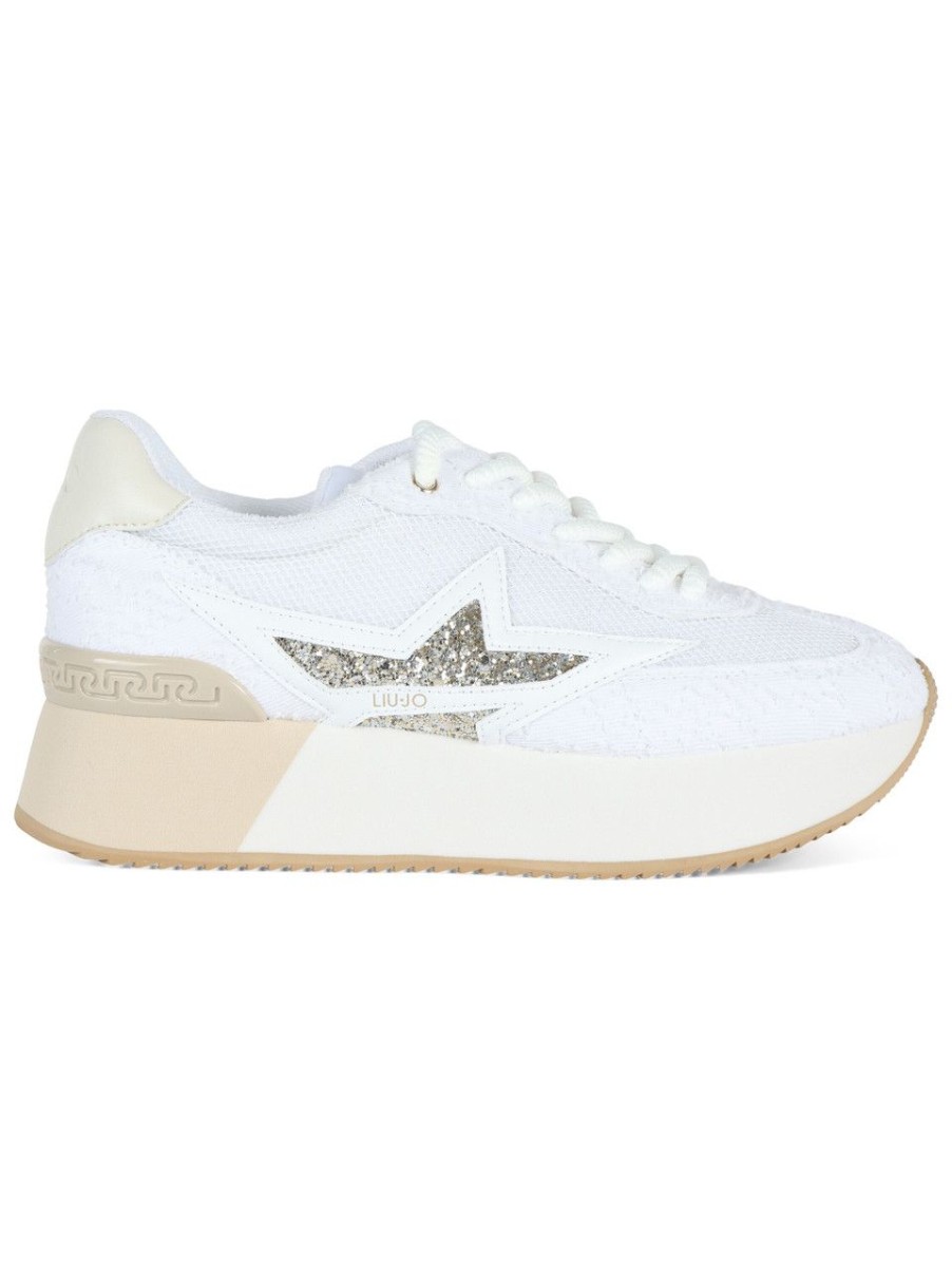 Donna LIU JO | Sneakers Platform Dreamy 03 Con Inserti Effetto Denim Bianco