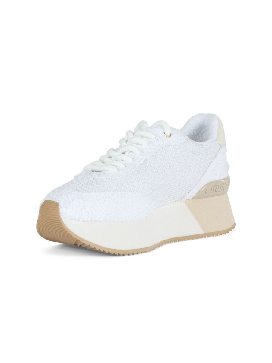 Donna LIU JO | Sneakers Platform Dreamy 03 Con Inserti Effetto Denim Bianco