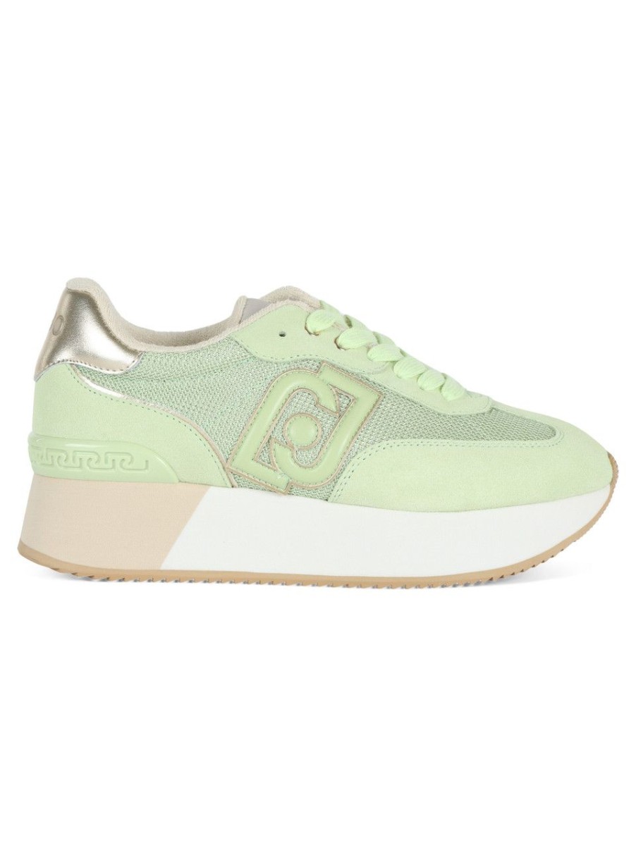 Donna LIU JO | Sneakers Platform Dreamy 02 Con Patch Logo Verde Chiaro