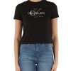 Donna CALVIN KLEIN JEANS | T-Shirt Cropped In Cotone Con Stampa Logo Frontale Nero