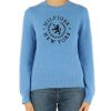 Donna TOMMY HILFIGER | Maglia Girocollo In Cotone Con Ricamo Logo Azzurro