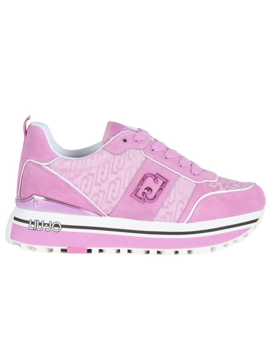 Donna LIU JO | Sneakers Maxi Wonder 71 In Pelle E Tessuto Rosa