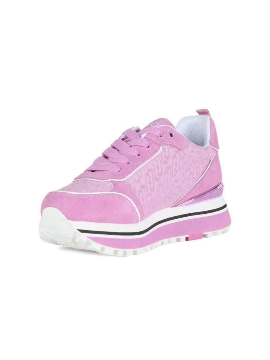 Donna LIU JO | Sneakers Maxi Wonder 71 In Pelle E Tessuto Rosa