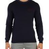 Uomo SUN68 | Maglia In Cotone E Lana Merino Con Inserti A Contrasto Blu Scuro