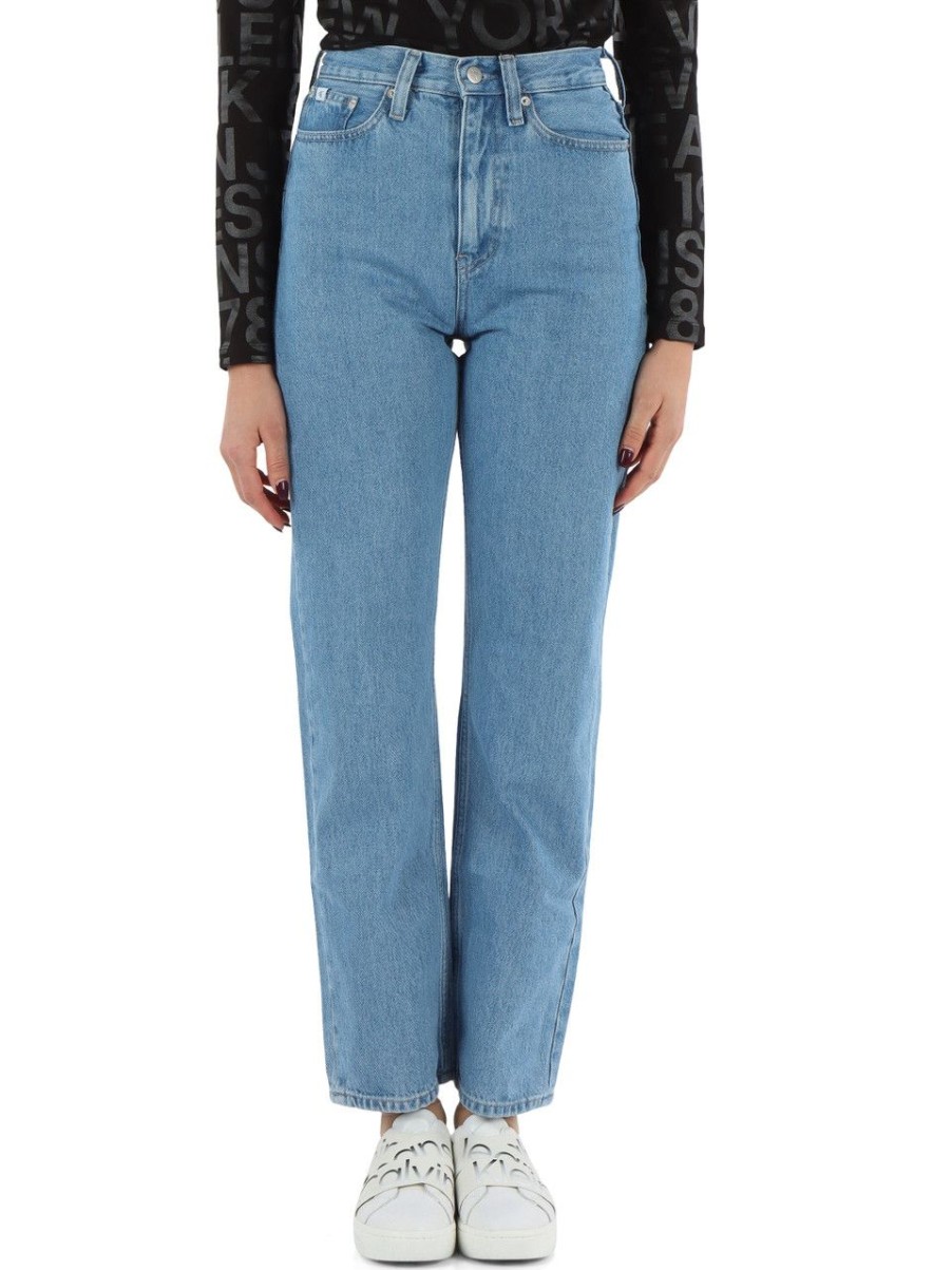 Donna CALVIN KLEIN JEANS | Pantaloni Jeans Cinque Tasche High Rise Straight Blu Chiaro