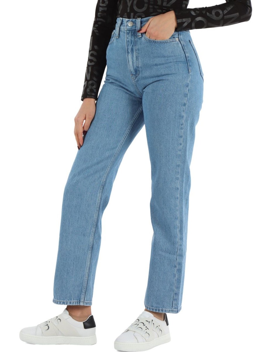 Donna CALVIN KLEIN JEANS | Pantaloni Jeans Cinque Tasche High Rise Straight Blu Chiaro