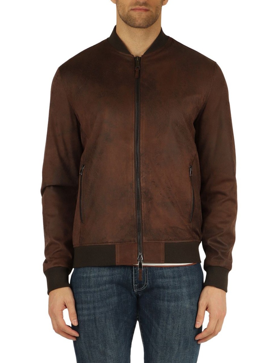 Uomo QB24 | Bomber In Eco Suede Lido Marrone