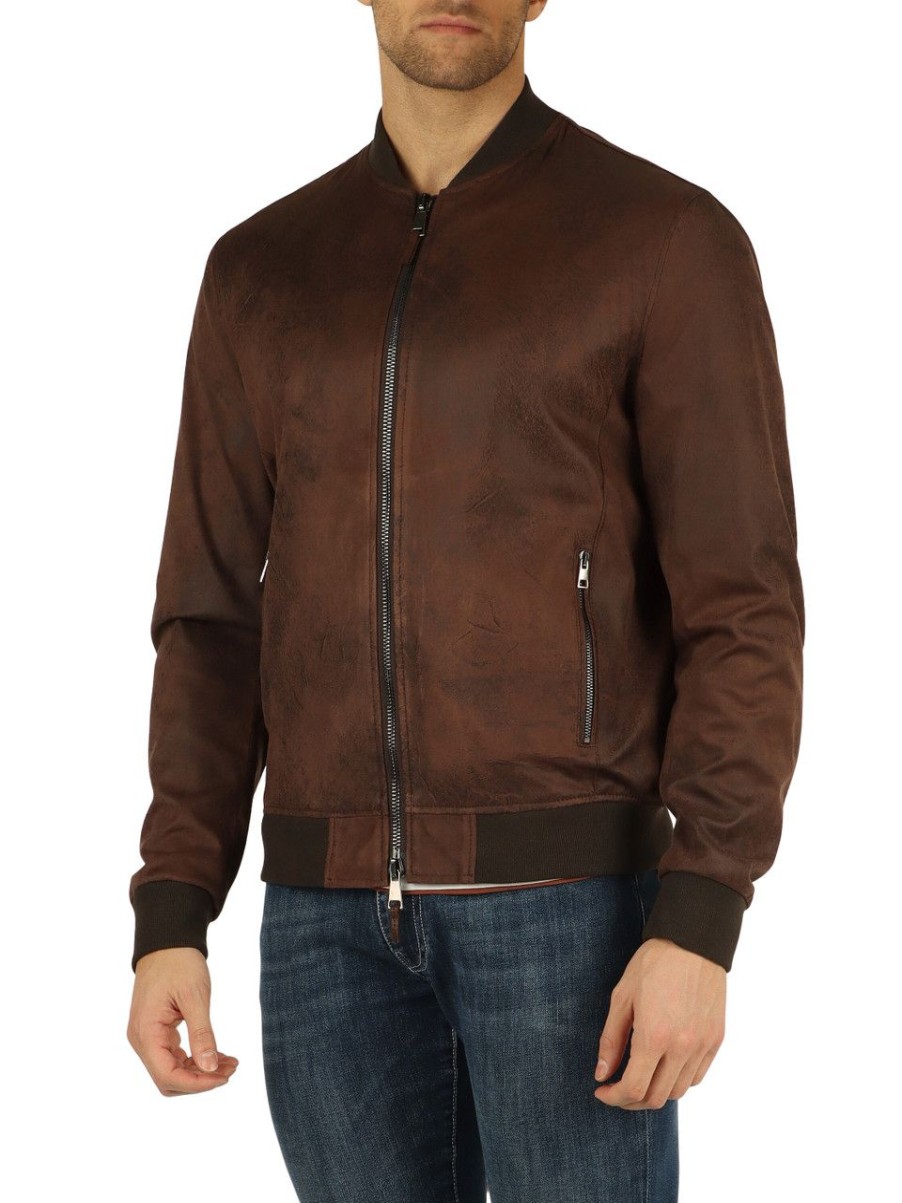 Uomo QB24 | Bomber In Eco Suede Lido Marrone