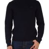 Uomo SUN68 | Maglia Girocollo In Lana Merino - Viscosa E Cashmere Blu Scuro