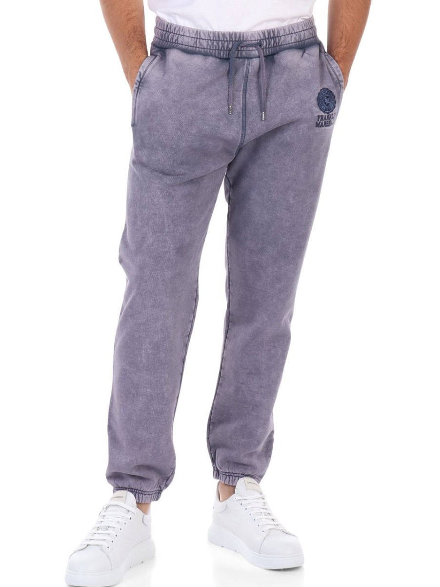 Uomo FRANKLIN & MARSHALL | Pantalone Sportivo In Cotone Felpato Effetto Slavato Blu