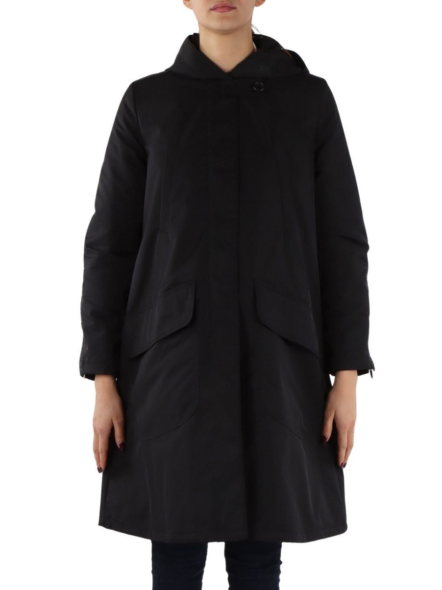 Donna EMPORIO ARMANI | Simil Parka Con Cappuccio In Tecno Gabardine Nero