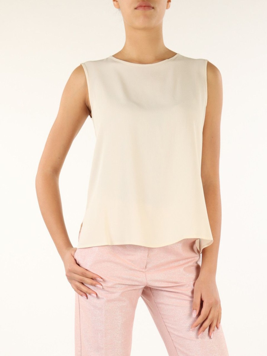 Donna SFIZIO | Top In Misto Seta Beige