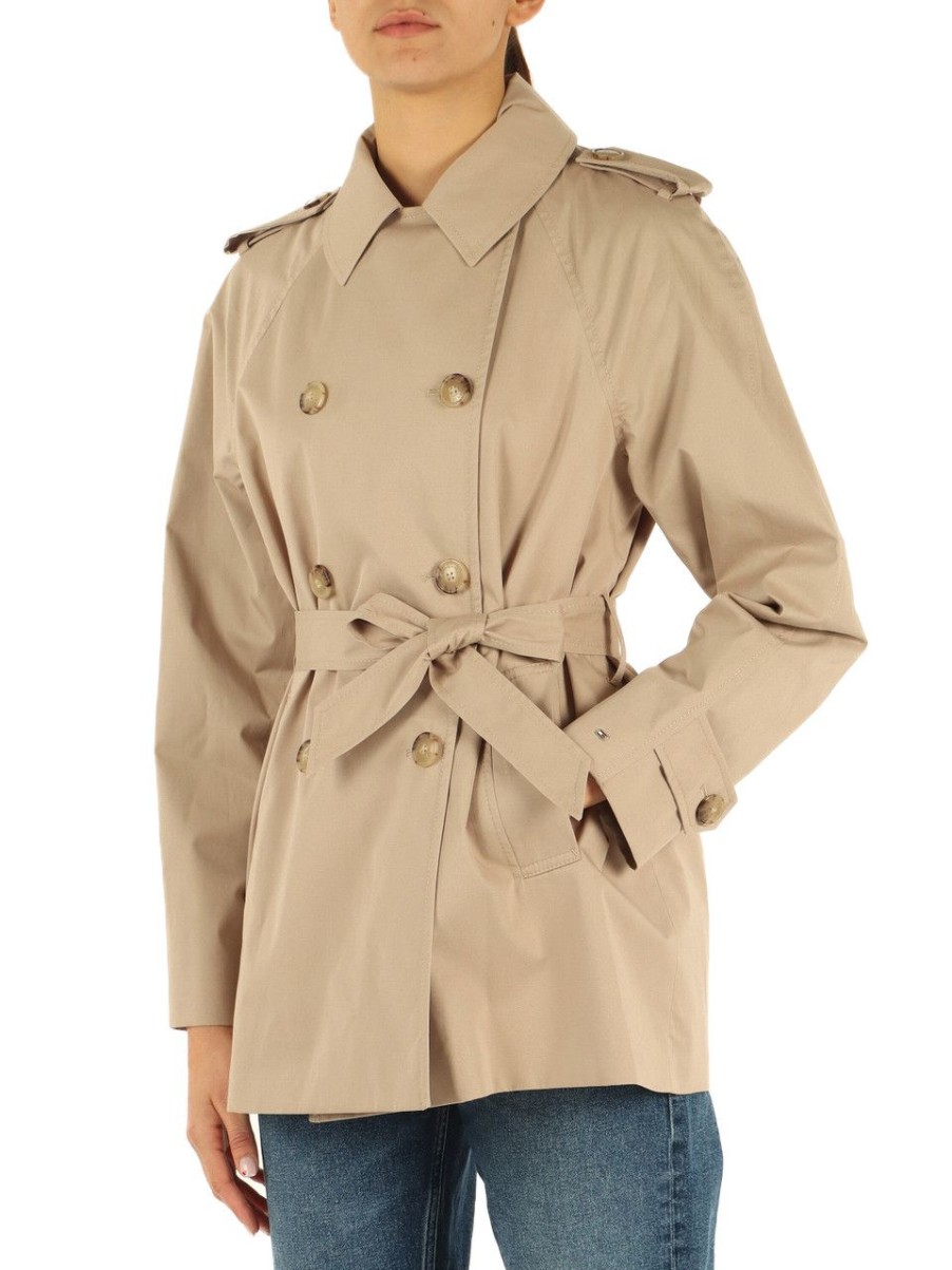 Donna TOMMY HILFIGER | Trench Tre Quarti In Cotone Beige