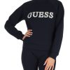 Donna GUESS | Active: Felpa In Misto Cotone Con Scritta Logo Nero