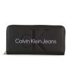 Donna CALVIN KLEIN JEANS | Portafoglio In Ecopelle Con Scritta Logo Frontale Nero