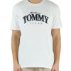 Uomo TOMMY JEANS | T-Shirt In Cotone Con Ricamo Logo Frontale Bianco