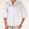 Donna FABIANA FILIPPI | Blusa In Popeline Con Maniche A Palloncino Bianco