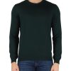 Uomo FAMA | Luxury: Maglia Girocollo In Lana Vergine Merino Extrafine Verde Scuro