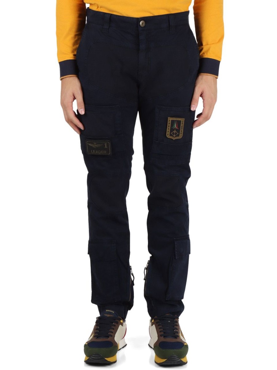 Uomo AERONAUTICA MILITARE | Pantalone Cargo Regular Fit In Cotone Stretch Blu Scuro