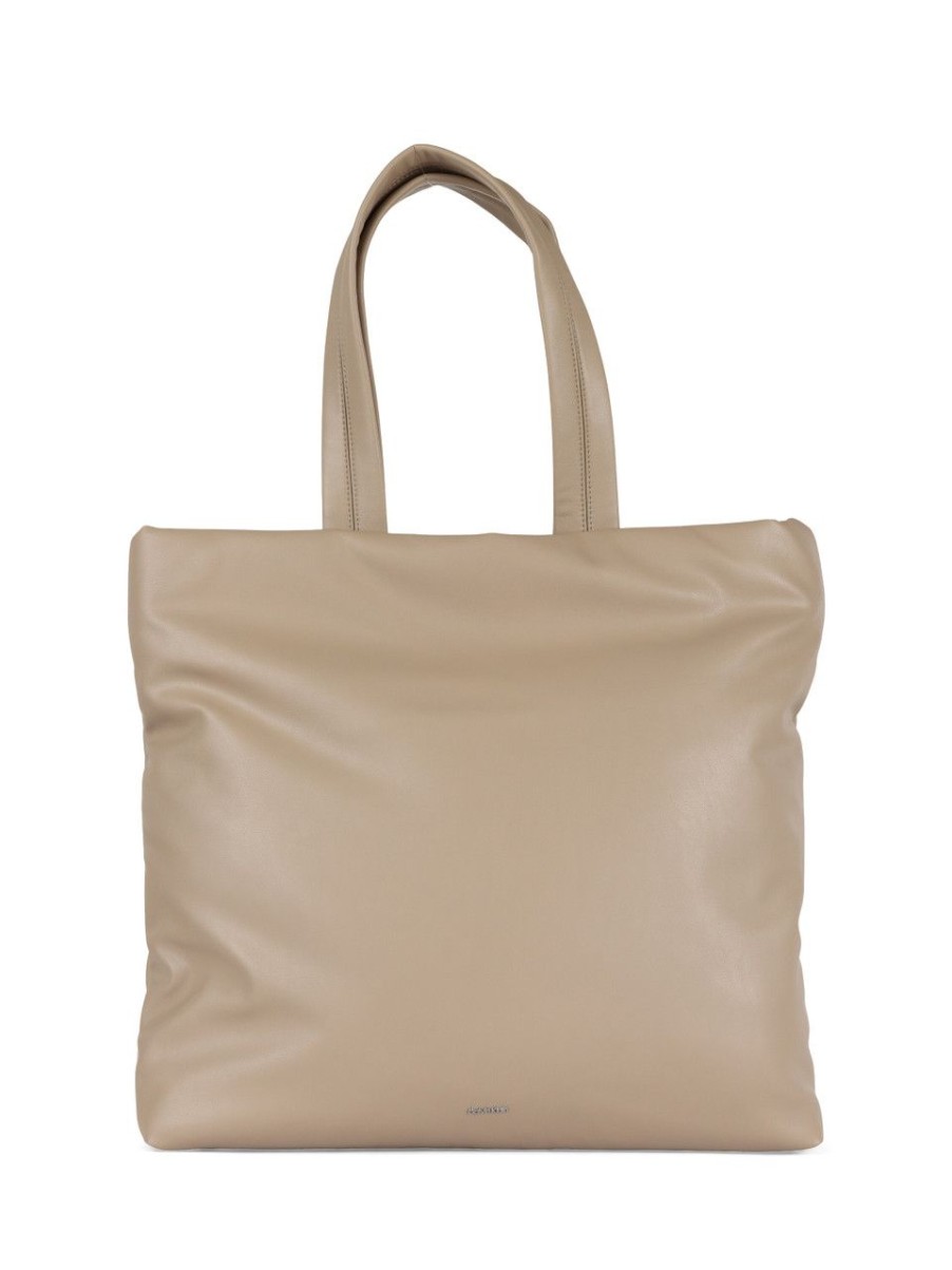 Donna CALVIN KLEIN | Borsa Maxi Tote Soft Con Scritta Logo Frontale Beige