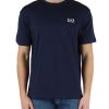 Uomo EA7 | T-Shirt In Cotone Con Stampa Logo Blu Scuro