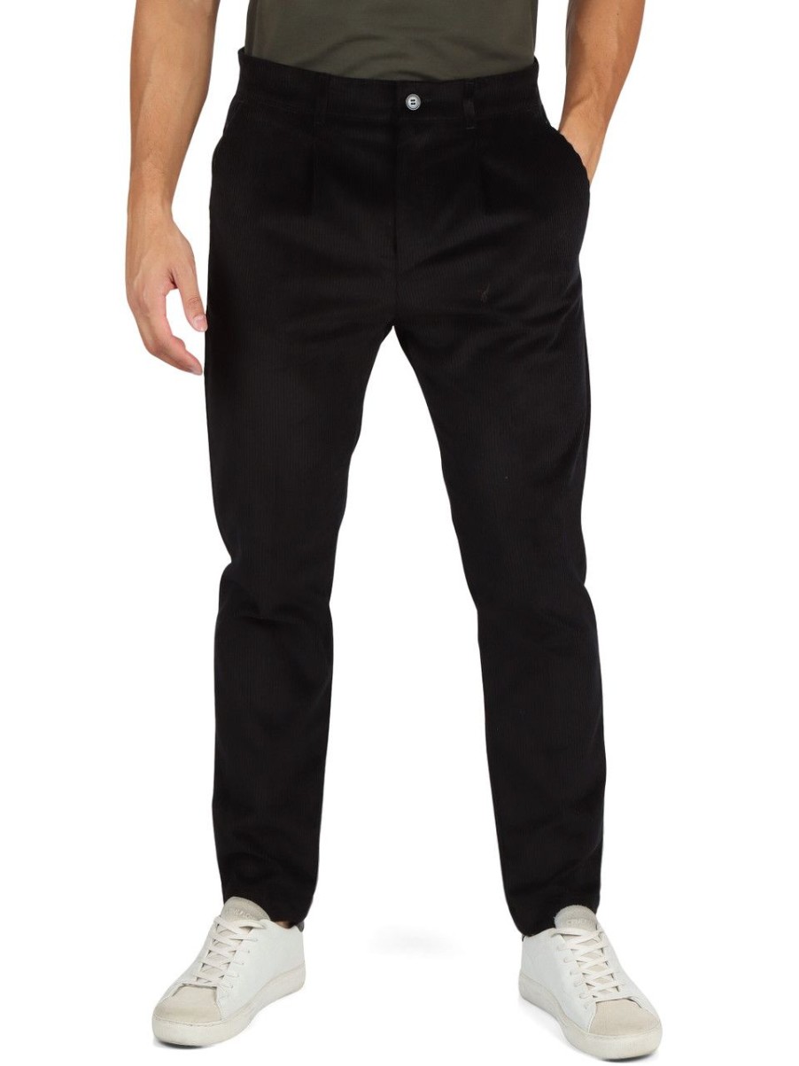 Uomo QB24 | Pantaloni In Velluto A Coste Benjo Regular Fit Nero