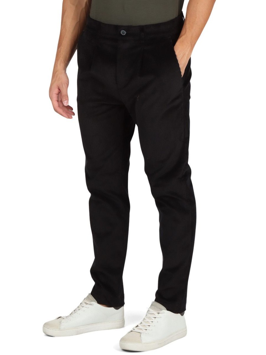 Uomo QB24 | Pantaloni In Velluto A Coste Benjo Regular Fit Nero