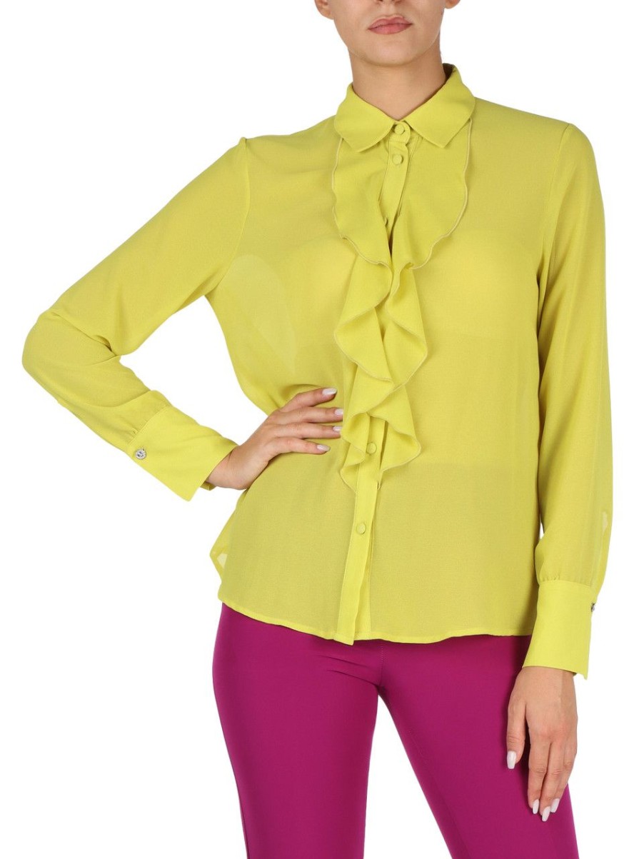 Donna MARKUP | Camicia Con Rouches Verde Chiaro