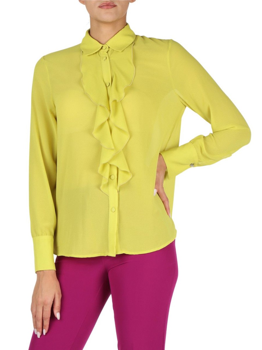 Donna MARKUP | Camicia Con Rouches Verde Chiaro