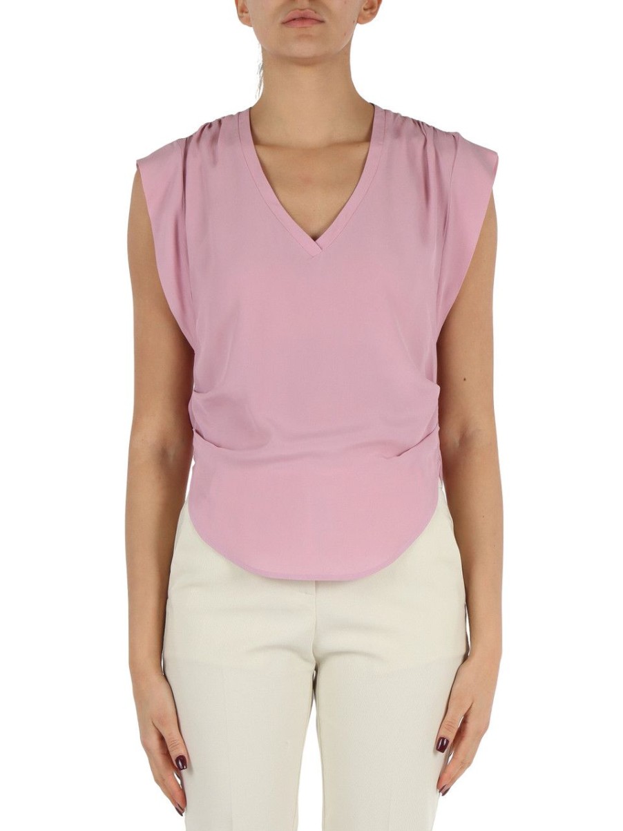 Donna PINKO | Top In Crepe De Chine Di Misto Seta Melpomene Rosa