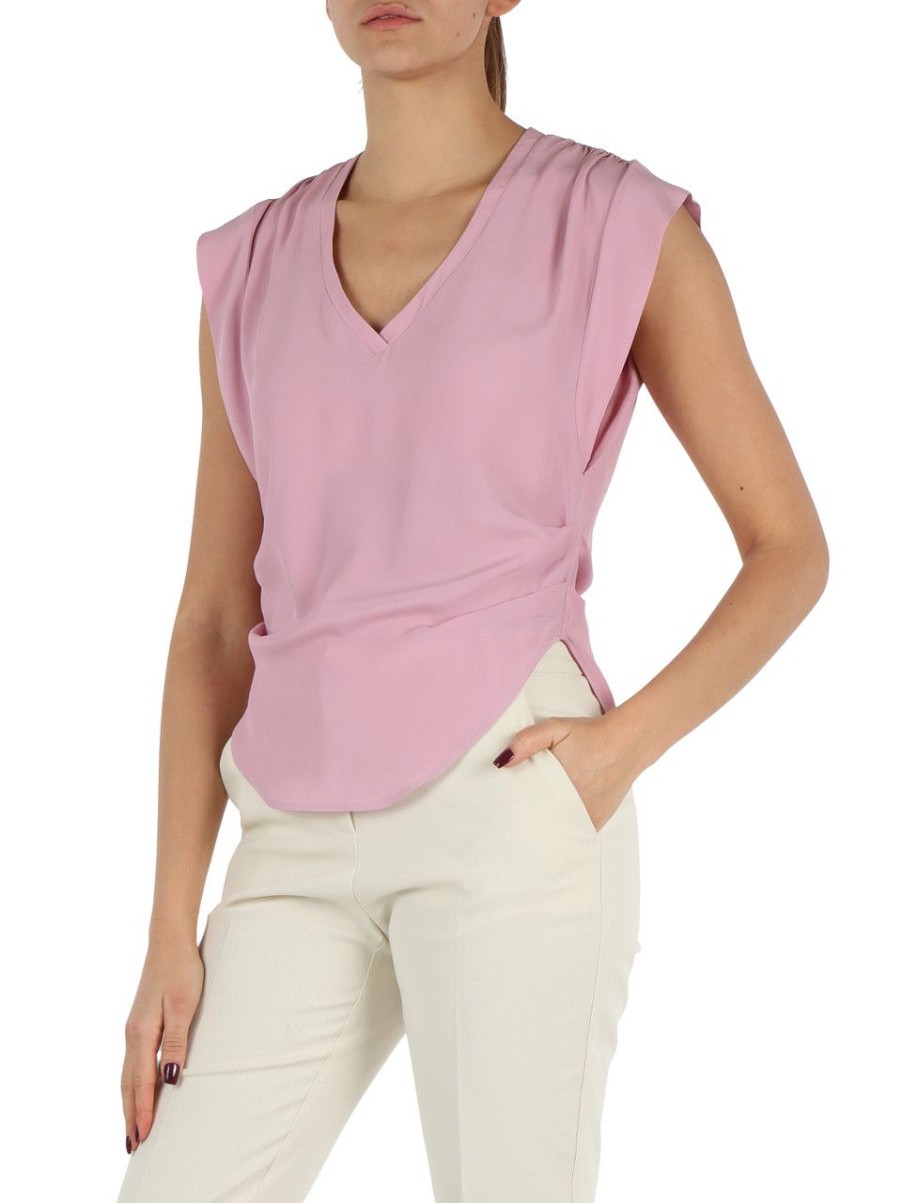 Donna PINKO | Top In Crepe De Chine Di Misto Seta Melpomene Rosa